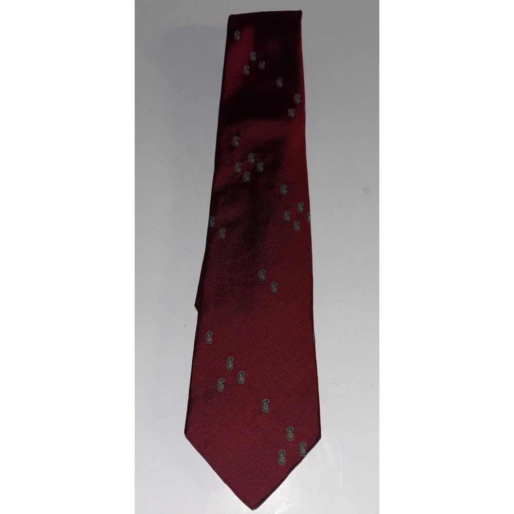Vintage Rooster Handmade 100% Silk Tie Men's Necktie Red Burgundy Necktie